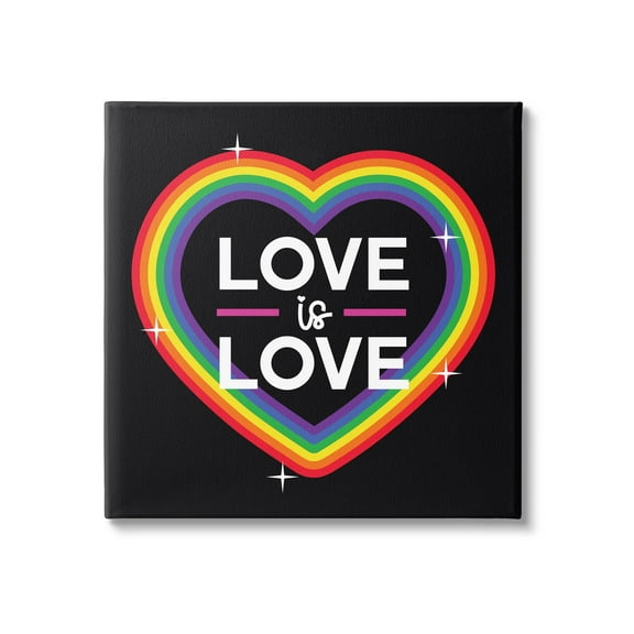 Stupell Industries Love Rainbow Heart Pride Holiday Painting Gallery Wrapped Canvas Print Wall Art