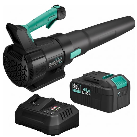 Memoryfield 20V Cordless Leaf Blower, 4.0Ah Battery & Fast Charger Included, 2-Speed Lightweight Electric Blower for Lawn Care, Patio & Yard Cleanup, Blue