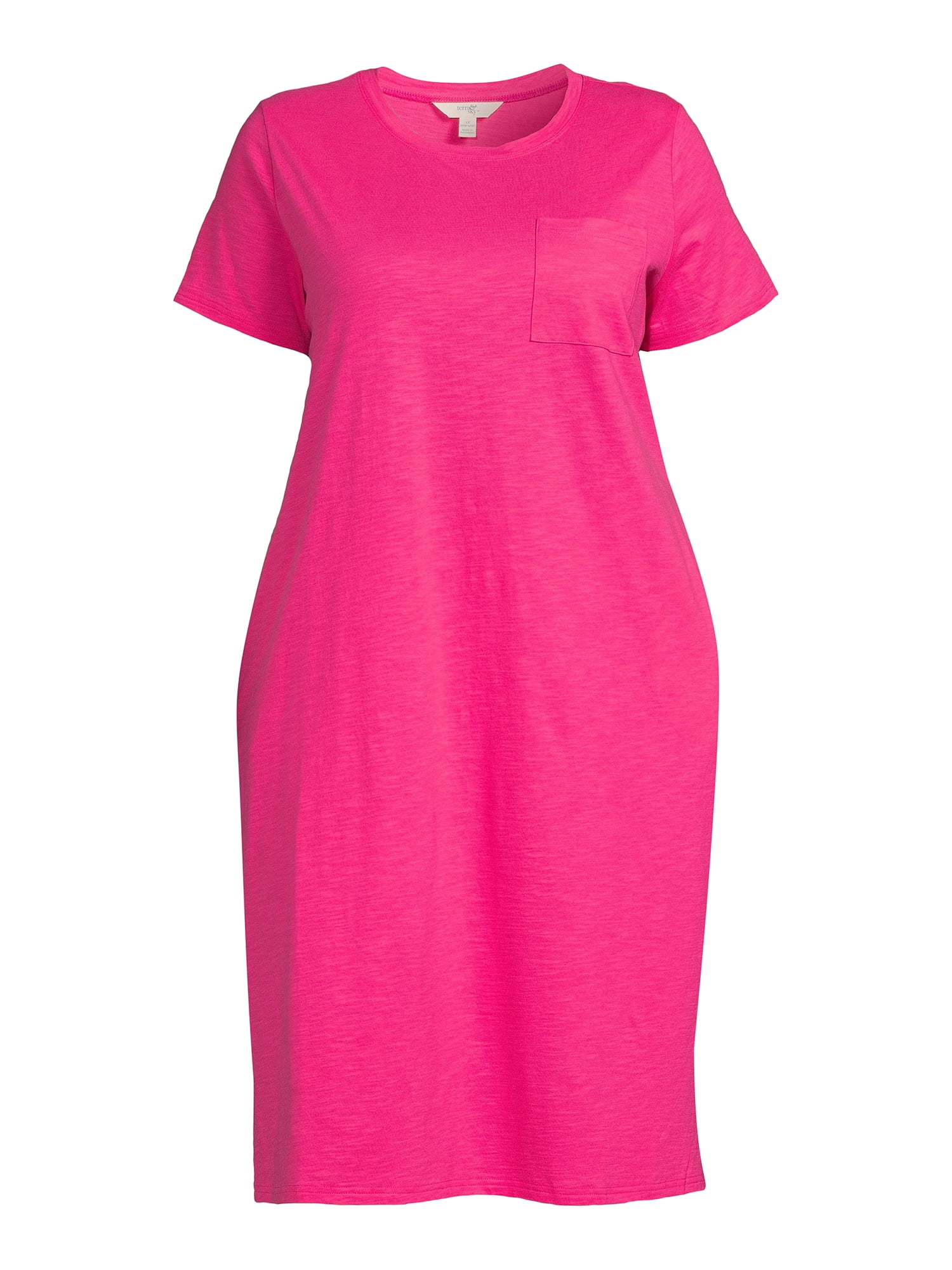 Terra & Sky Women's Plus Size One Pocket T-Shirt Dress, 0X-5X