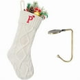 thumbnail image 1 of wonima44 Christmas Stockings with Initials, Letter P Embroidered Xmas Stockings, 18" Large Monogram Knitted Xmas Stocking, Christmas Party Fireplace Family Hanging Stocking Decorations(1 Pack, White), 1 of 1