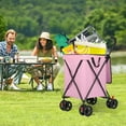 thumbnail image 5 of Folding Shopping Cart with Wheels,Foldable Shopping Cart for Groceries,Large Capacity 120lbs Utility Cart,Hulken Bag with Wheels for Laundry Grocery, Baggage, Picnic (Pink), 5 of 8