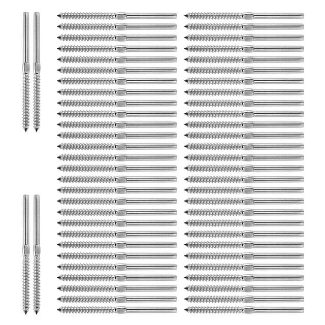 30 Pairs Left&Right Hand Thread Lag Screws for 1/8 inch Cable Railing Stair DeCk Railing for Wood Post Lag Screw Swage System