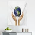 thumbnail image 1 of Earth Day Tapestry, Hands Holding an Earth Globe Symbolic Design, Fabric Wall Hanging Decor for Bedroom Living Room Dorm, 5 Sizes, Night Blue Olive Green, by Ambesonne, 1 of 1
