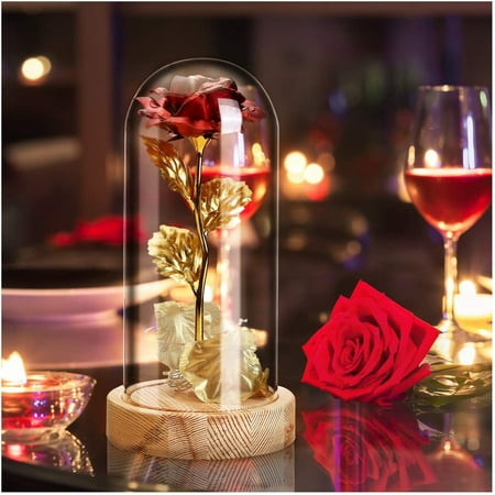 

Tangnade Shorts Pants Valentine s Day Gold Foil Rose Night Light Gold Foil Roses With Lights Glass Cover Ornaments LED Night Light AS shown