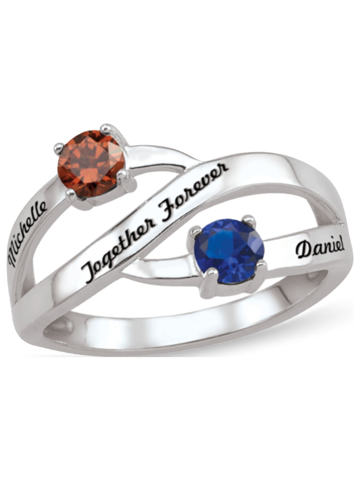 Personalized Engravable Couple's Birthstone Ring in 14K Gold by Jewlster
