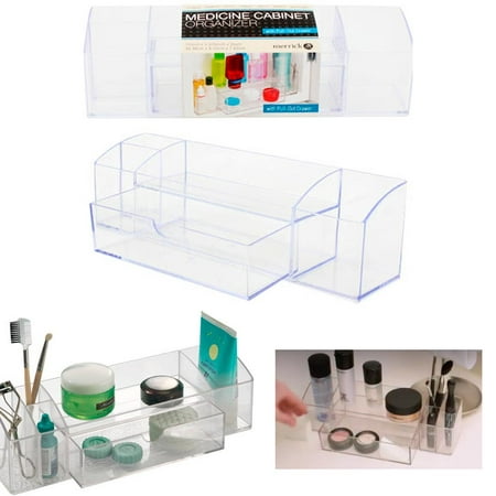 Bathroom Medicine Cabinet Organizer 5 Compartments Clear Drawer