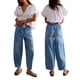 thumbnail image 3 of Pantalones Vaqueros Holgados de Tiro Bajo para Mujer, Informales, con Cintura Elástica y Bolsillos. Azul XL, 3 of 8