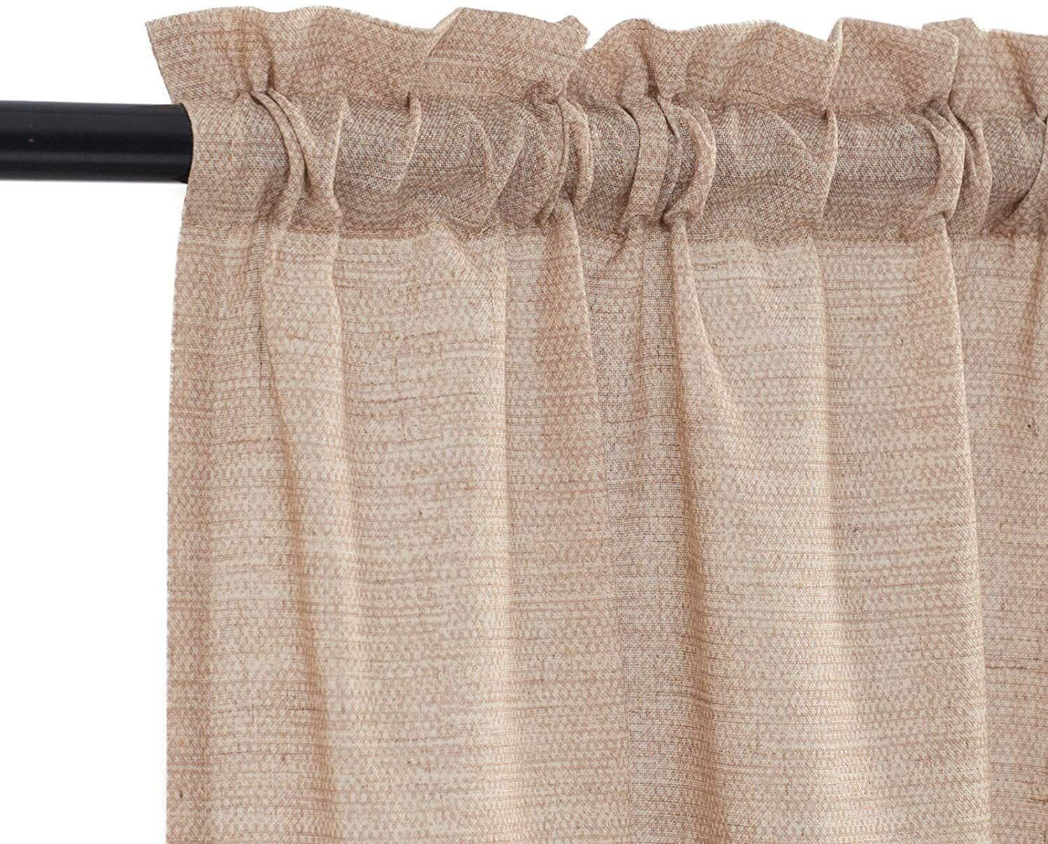 Linen Textured Short Curtains Kitchen Tiers Solid Color Cafe Drapes Rod Pocket