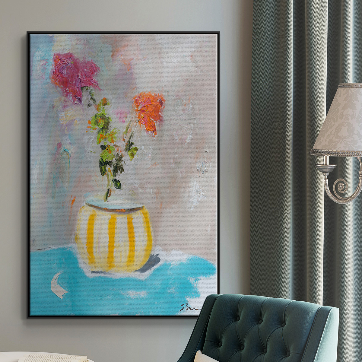 Coin Purse Full of Petals Framed Premium Gallery Wrapped Canvas - Ready to Hang