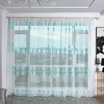 Bouanq Sheer Voile Curtains, Decorative Leaves Embroidery Faux Linen Rod Pocket Window Drapes for Home Kitchen, Living Room and Bedroom