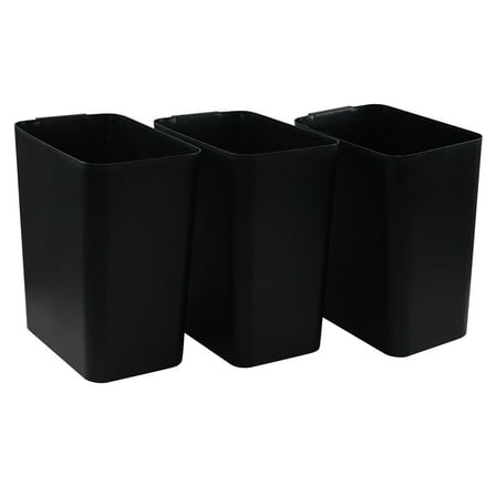 Aninhao 16 Liter Black Plastic Waste Basket, 3 Pack Slim Garbage Bin