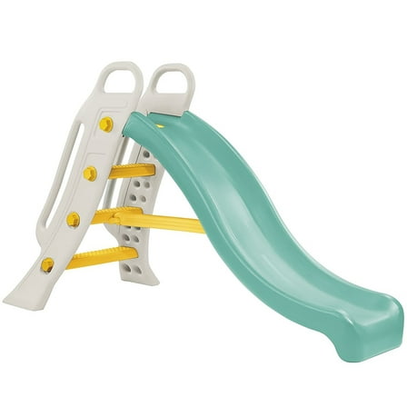 Dolu: Big Water Slide - Green & White - Hose Attaching, 3 Step Handrail Ladder, Wet-Dry, In-Outdoor, Plastic Playground Equipment Toy, Kid-Toddler 2 