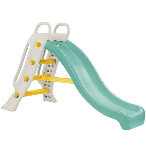 Dolu: Big Water Slide - Green & White - Hose Attaching, 3 Step Handrail Ladder, Wet-Dry, In-Outdoor, Plastic Playground Equipment Toy, Kid-Toddler 2 