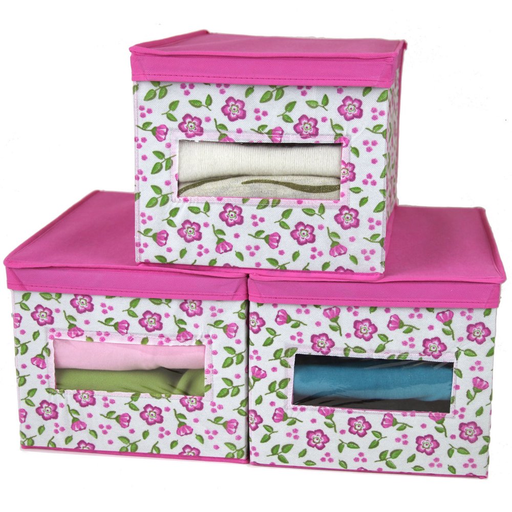 SET of 3 Closet Storage Organizer Box Sweaters, Clothing, Linens, Blankets Clear Front Lid