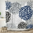 thumbnail image 5 of 72x84 Inch Dahlia Flower Shower Curtain Blue Grey Pinnata Turquoise Floral Shower Curtain Set for Bathroom Decor Farmhouse Bath Curtain Polyester Fabric Waterproof Set with Hooks, 5 of 6