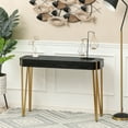 thumbnail image 3 of LuxenHome Black Wood and Gold Metal Console and Entry Table, 3 of 9