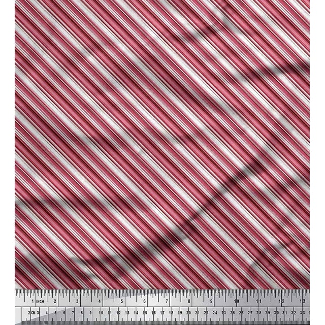 Soimoi Poly Georgette Fabric Diagonal Stripe Fabric Prints by Yard 52 Inch Wide