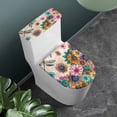 thumbnail image 3 of HELLHERO Flowers Elastic Fabric Bathroom Seat Covers for Household, Fits All Toilet Shapes Stretchy Fabric Dustproof, Stays in Place, U-Shaped, 3 of 7