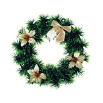 Cinvoph 11" Artificial Tinsel Wreath Faux Christmas Wreaths for Front Door, Faux Green Wreath with Berry Pinecones Flower Decor for Mantle, Wall, Windows, Xmas, Decoration, D