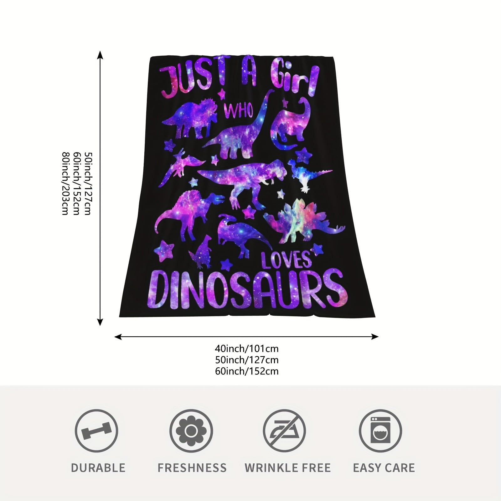 1 pc Dinosaur Blanket for Girls-Just a Girl Who Loves Dinosaurs-Dinosaur Gift for Girls Women-Super Cute Starry Dinosaur Pattern-Soft Lightweight and Warm