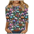 thumbnail image 3 of BiZtdJrK Womens Plus Size Tops Easter 3/4 Length Sleeve Shirts Fashion Eggs Graphic Tees Shirt Casual Crew Neck Pullover Blouse Multicolor XXXXXL Sales Today Clearance, 3 of 6