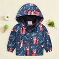 thumbnail image 2 of Kakishop Toddler Rain Jacket Kids Cartoon Windbreaker Coat Baby Girl Boy Zip Hooded Outerwear Fall Infant Raincoat (Navy,7-8 Years), 2 of 5