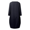 thumbnail image 5 of Hwmodou Women Dresses Loose Cotton Linen Long Crew Neck Dress Unique Ladies Sundress, 5 of 5