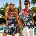 thumbnail image 3 of Jeiento Matching Vacation Outfits for Couples Polynesian Shirt for Men Tropical Coconut Tree Casual Summer Dresses for Women Tiered Plus Size Hawaiian Dress Matching Cruise Outfits for Couples, 3 of 6