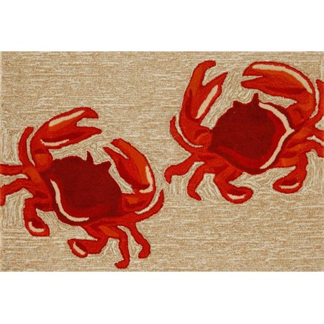 Liora Manne FTP12140412 Frontporch 1404-12 Crabs Natural 20 x 30 In. Area Rugs