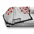 thumbnail image 2 of Tree of Life Soft Flannel Fleece Throw Blanket, Trees with Hearth Shaped Leaves and a Bench Love Romance Nature Design, Cozy Plush for Indoor and Outdoor Use, 50" x 70", Black Red White, by Ambesonne, 2 of 5