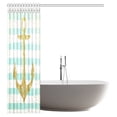 thumbnail image 2 of MYPOP Golden Glitter Anchor Shower Curtain, Nordic Marine Golden Anchor with Blue Stripes Nautical Design Fabric Bathroom Decor Set with Hooks, 60 X 72 Inches, 2 of 2