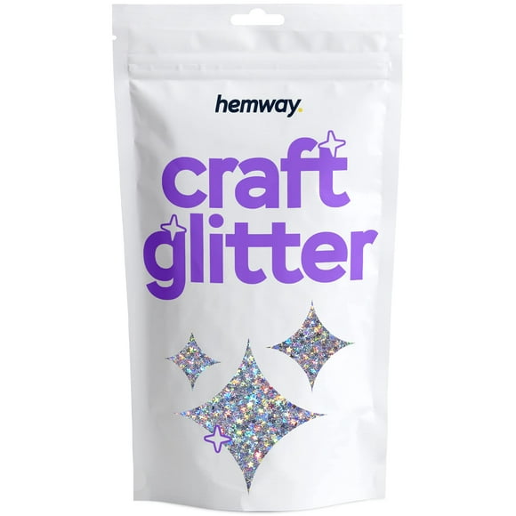 Hemway Craft Glitter 100g / 3.5oz Glitter Flakes for Arts Crafts Tumblers Resin Epoxy Scrapbook Glass Schools Paper Halloween Decorations - Shaped (1/8" 0.125" 3mm) - Silver Holographic Stars