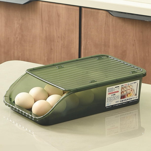 Caja de huevos rodante automática, soporte para huevos, apilable, fácil de limpiar, organizador para utensilios de cocina, fácil recuperación Soledad Titular de huevo