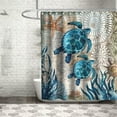 thumbnail image 2 of Nautical Green Sea Turtles Beach Theme Fabric Shower Curtain Sets Bathroom Blue Ocean Decor with Grommets and Hooks - 72 x 72 Inch Teal, 2 of 6