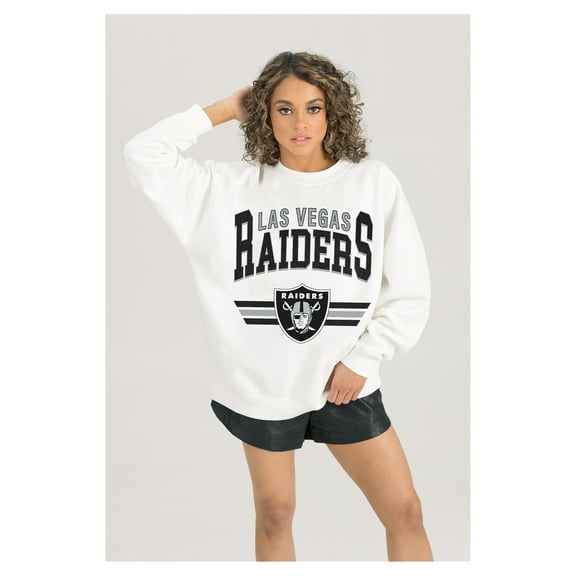 Women's Gameday Couture  White Las Vegas Raiders Swift Strike Premium Oversized Fleece Pullover Sweatshirt