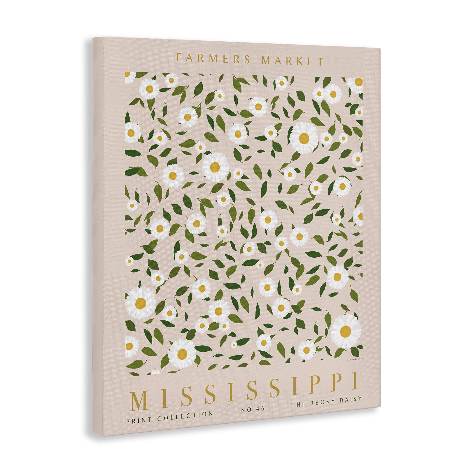 Stupell Industries Mississippi Daisy Pattern Typography Painting Gallery Wrapped Canvas Art Print Wall Art, 16 x 20