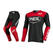 Oneal Mayhem-Lite Hexx Black/Red Motocross Dirt bike Offroad MX Jersey Pants Combo Package Riding Gear Set Jersey