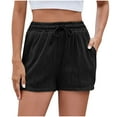 thumbnail image 4 of Miluxas Women's Tie Front Elastic High Waisted Shorts Wide Leg Summer Shorts Black 4-6(S), 4 of 4