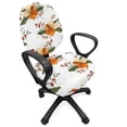 thumbnail image 1 of Floral Office Chair Slipcover, Vintage Art Pattern Highly Detailed Blooming Flower Sketches Pattern, Protective Stretch Decorative Fabric Cover, Standard Size, White Orange Olive Green, by Ambesonne, 1 of 5