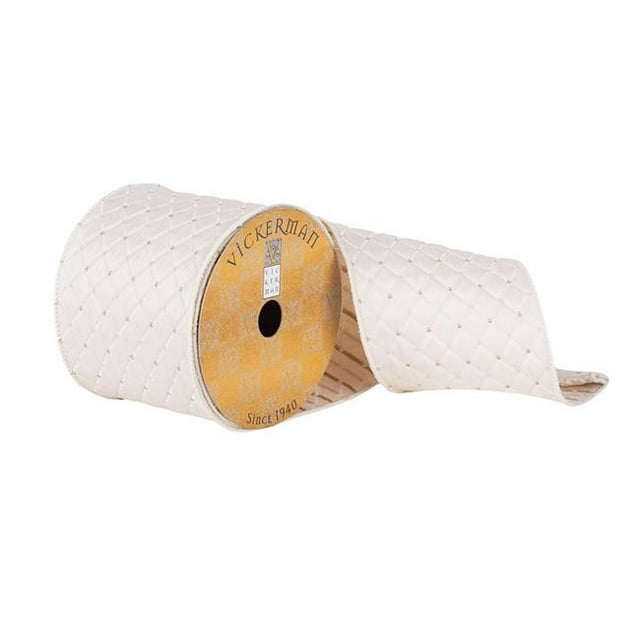 Vickerman Q181029 Ruban Dupioni en Filet Tissé Champagne 4 Po x 10 Yards