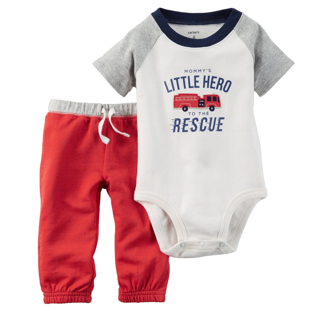 Carters Baby Clothing Outfit Boys 2Piece Bodysuit & Pant Set Little Hero