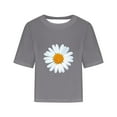 thumbnail image 3 of ALLLIST Womens Tops Under $10 Gray Floral Casual Crew Neck Short Sleeve T-Shirts Women Blouses M, 3 of 5