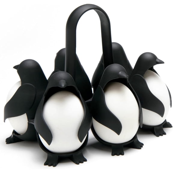 Penguin-shaped egg holder that holds up to 6 eggs; multifunctional egg rack for boiling, refrigerator storage and table serving