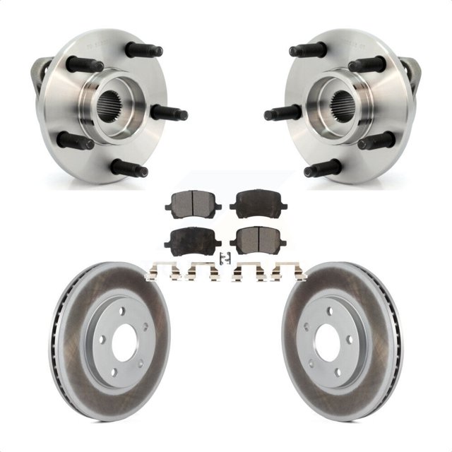 Transit Auto Front Hub Bearing Assembly Coated Disc Brake Rotors and Semi-Metallic Pads Kit for Car Chevrolet HHR KBB-103583