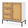 thumbnail image 5 of Costway Aparador de ratán con 3 cajones y 1 puerta, Gabinete de estilo boho para el hogar con patas de metal, Gabinete de almacenamiento de entrada, Mesa consola organizadora independiente para cocina, 5 of 5