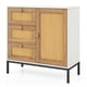 thumbnail image 5 of Costway Aparador de ratán con 3 cajones y 1 puerta, Gabinete de estilo boho para el hogar con patas de metal, Gabinete de almacenamiento de entrada, Mesa consola organizadora independiente para cocina, 5 of 5