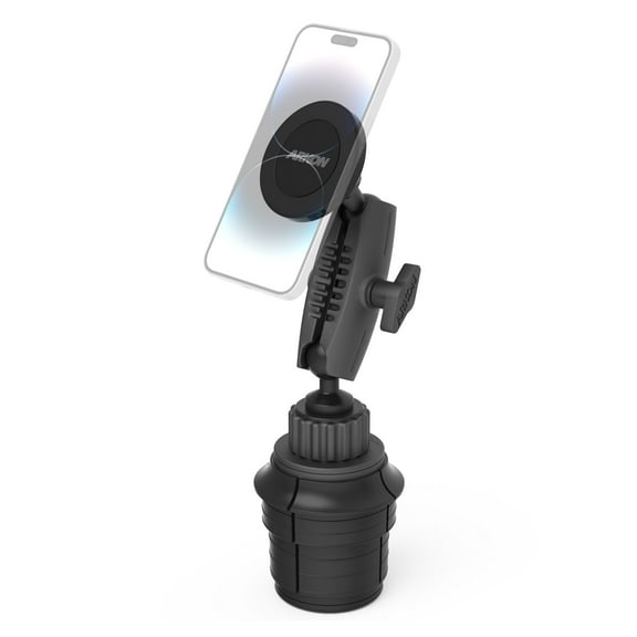 ARKON Mounts Magnetic Phone Holder Car Cup Mount | Car and Truck Ready | Compatible with iPhone MagSafe | Extendable Cup Holder | Solid Adjustable Arm | for iPhone, Galaxy, Pixel, Note, HTC, & More