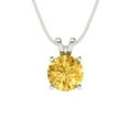 thumbnail image 3 of 1.0 ct Brilliant Round Cut Solitaire Natural Citrine 18K White Solid Gold Everyday Affordable Designer Necklace Pendant with 18" Chain, 3 of 6