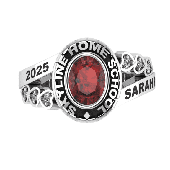 High School Class Ring, Graduation Ring for Students, College or University Jewelery, Senior Gift - Personalized Birthstone 925 Sterling Silver Class Ring