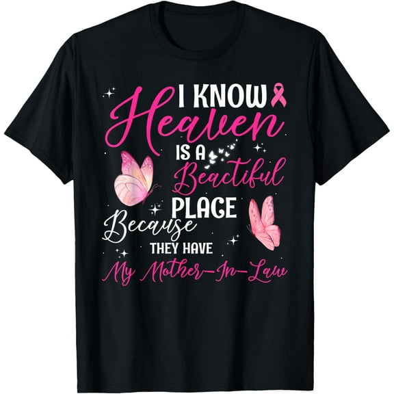 In Loving Memory My Mother in Law Breast Cancer Awareness T-ShirtMen and women, Black T-shirt, size: Extra large